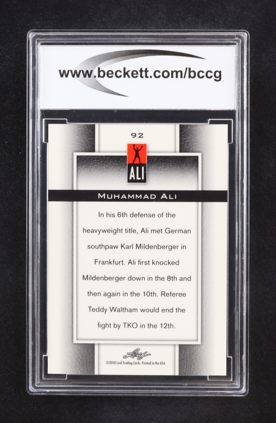 Muhammad Ali 2011 Leaf Muhammad Ali Metal #92 (BCCG 9) at PristineAuction.com Muhammad Ali 2011 Leaf Muhammad Ali Metal #92 (BCCG 9) at PristineAuction.com