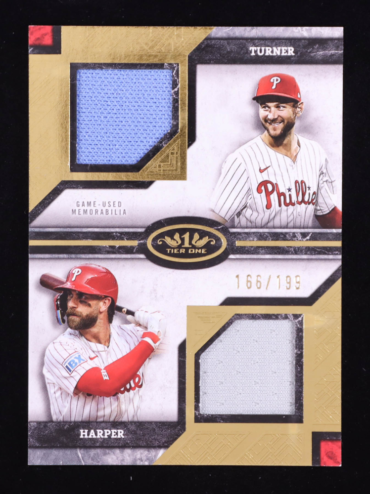 Trea Turner / Bryce Harper 2025 Topps Tier One Dual Player Relics #DPRTHA #166/199