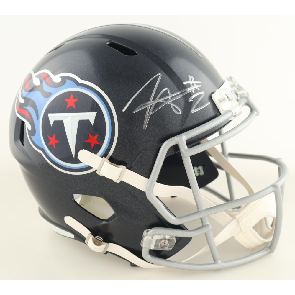 Tyjae Spears Signed Titans Full-Size Speed Helmet (JSA) at PristineAuction.com