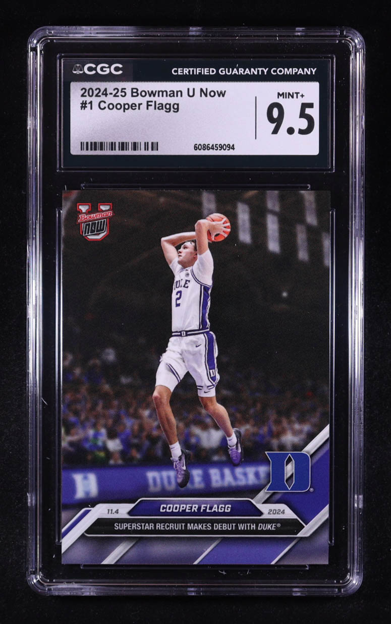 Cooper Flagg 2024-25 Bowman University Now #1 RC (CGC 9.5) at PristineAuction.com Cooper Flagg 2024-25 Bowman University Now #1 RC (CGC 9.5) at PristineAuction.com