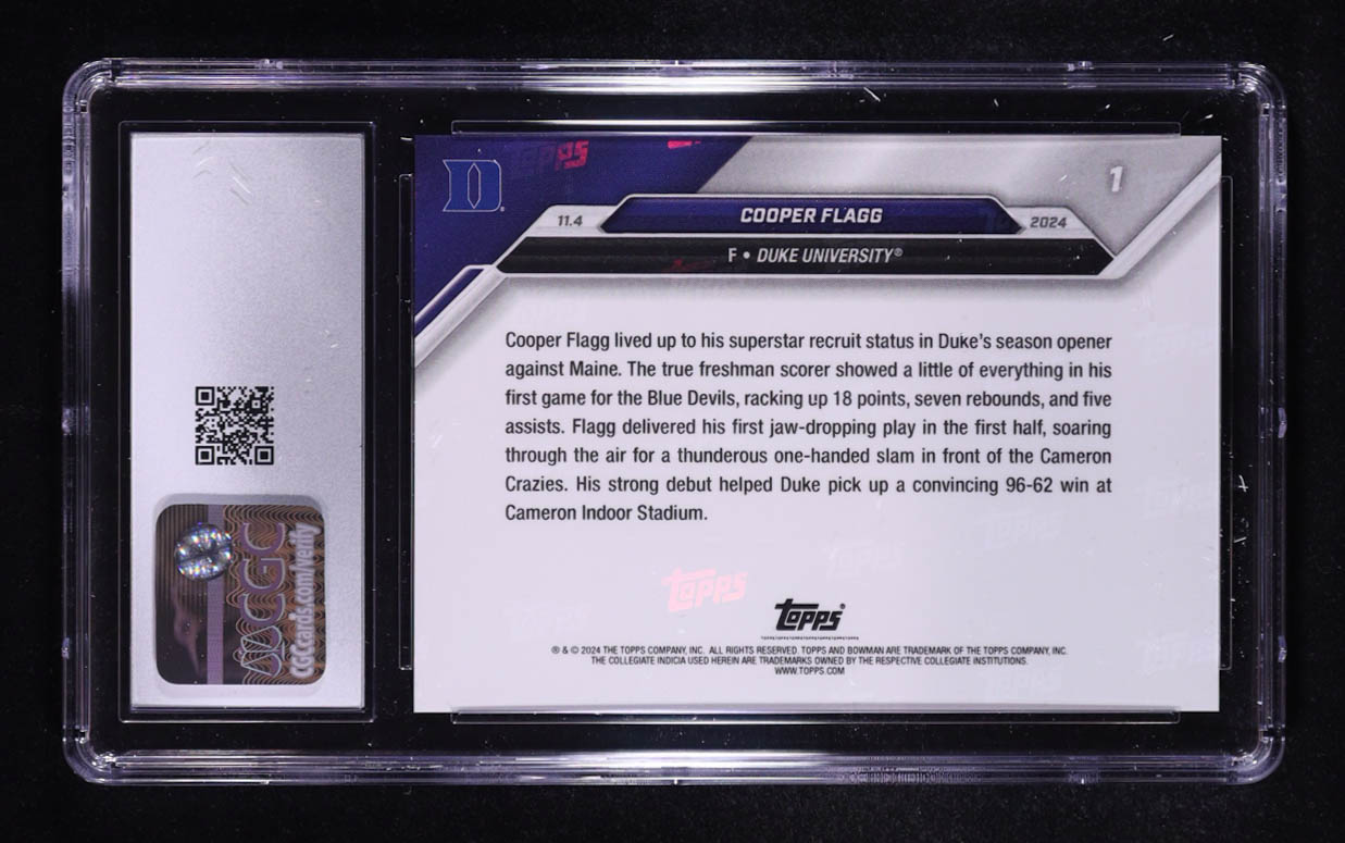 Cooper Flagg 2024-25 Bowman University Now #1 RC (CGC 9.5) at PristineAuction.com Cooper Flagg 2024-25 Bowman University Now #1 RC (CGC 9.5) at PristineAuction.com