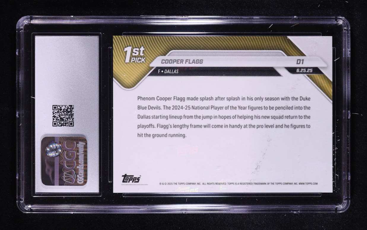 Cooper Flagg 2025-26 Topps Now #D1 RC (CGC 7) at PristineAuction.com Cooper Flagg 2025-26 Topps Now #D1 RC (CGC 7) at PristineAuction.com