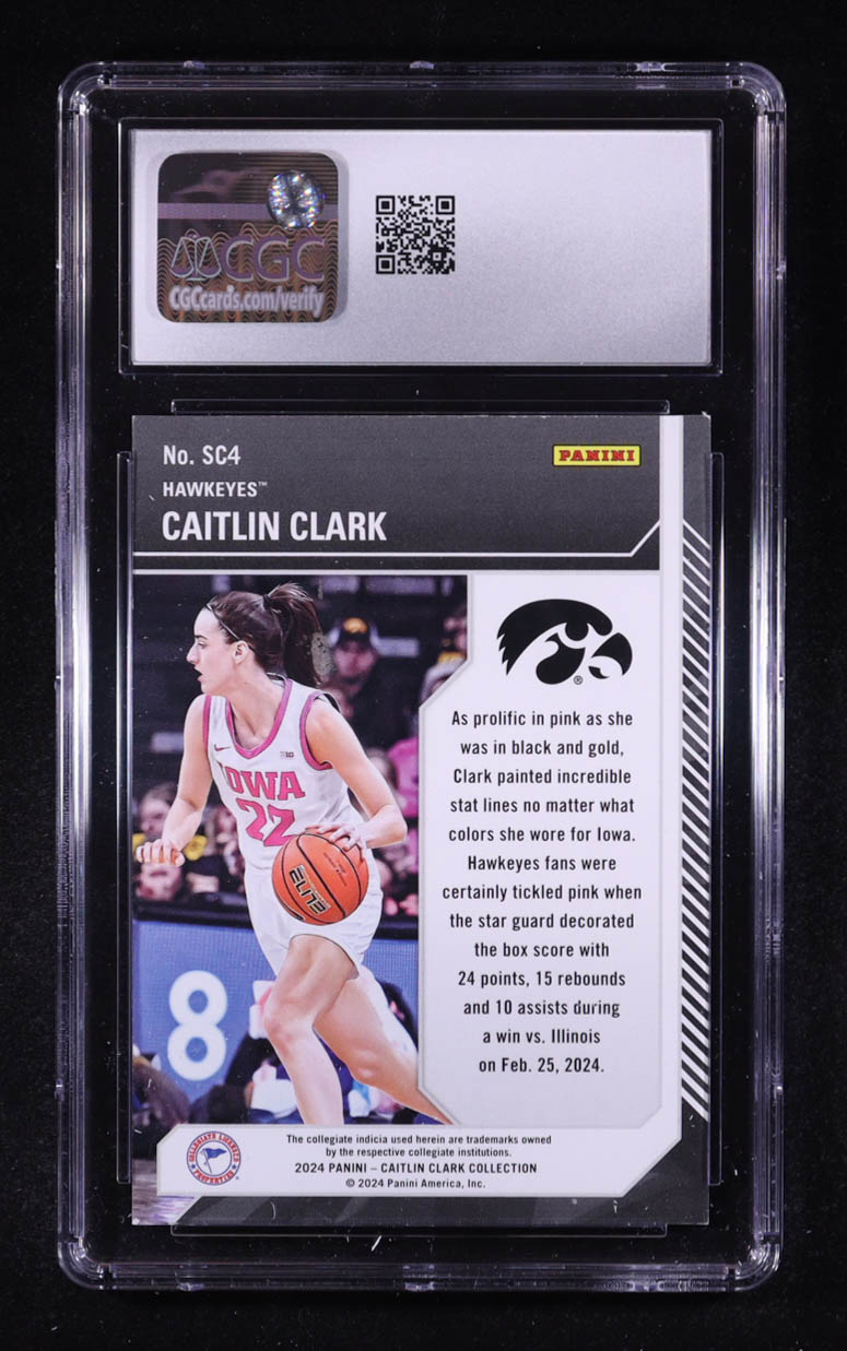 Caitlin Clark 2024 Panini Caitlin Clark Collection Contenders School Colors Dots #SC4 RC (CGC 8) at PristineAuction.com Caitlin Clark 2024 Panini Caitlin Clark Collection Contenders School Colors Dots #SC4 RC (CGC 8) at PristineAuction.com
