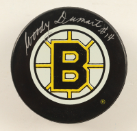 Woody Dumart Signed Bruins Logo Hockey Puck (Beckett) at PristineAuction.com