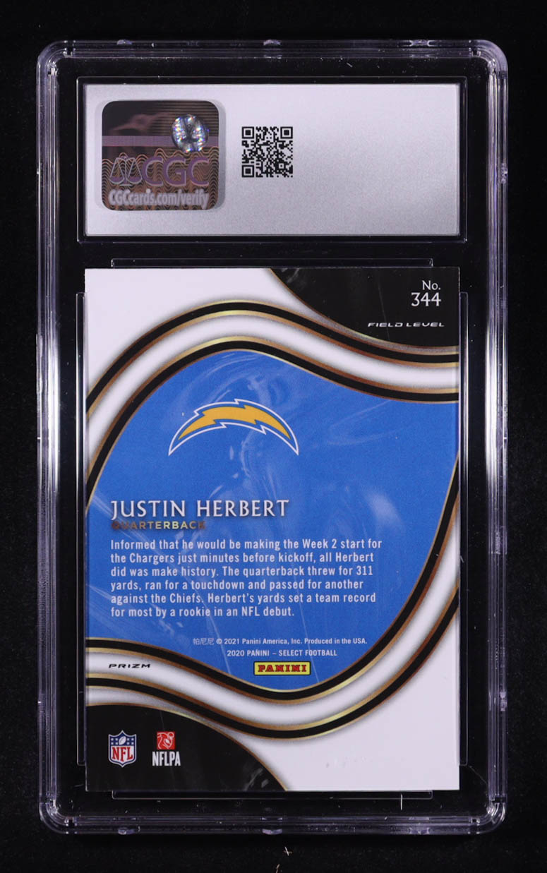 Justin Herbert 2020 Select Prizm Silver #344 RC (CGC 8.5) at PristineAuction.com Justin Herbert 2020 Select Prizm Silver #344 RC (CGC 8.5) at PristineAuction.com