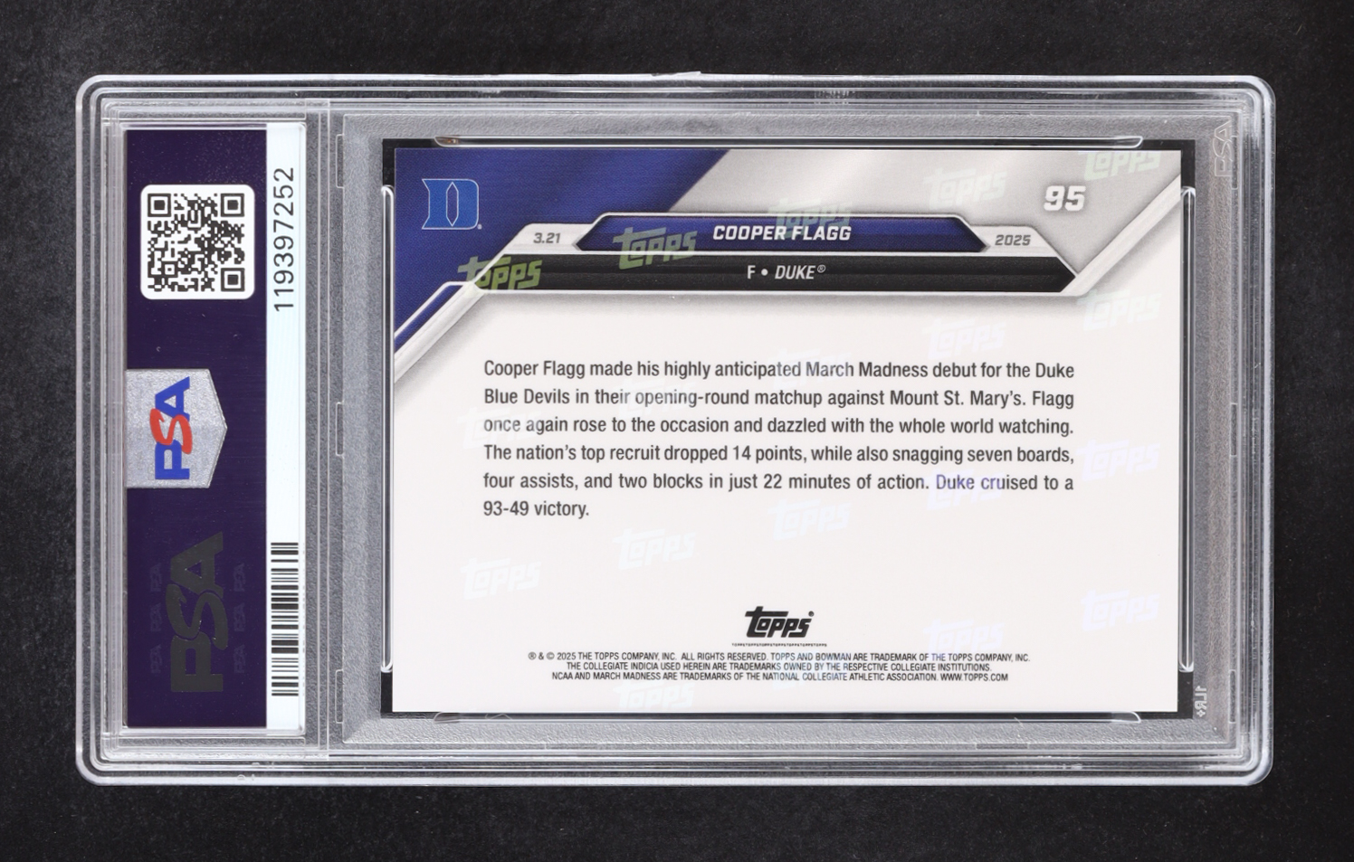 Cooper Flagg 2024-25 Bowman University Now #95 RC (PSA 10) at PristineAuction.com Cooper Flagg 2024-25 Bowman University Now #95 RC (PSA 10) at PristineAuction.com