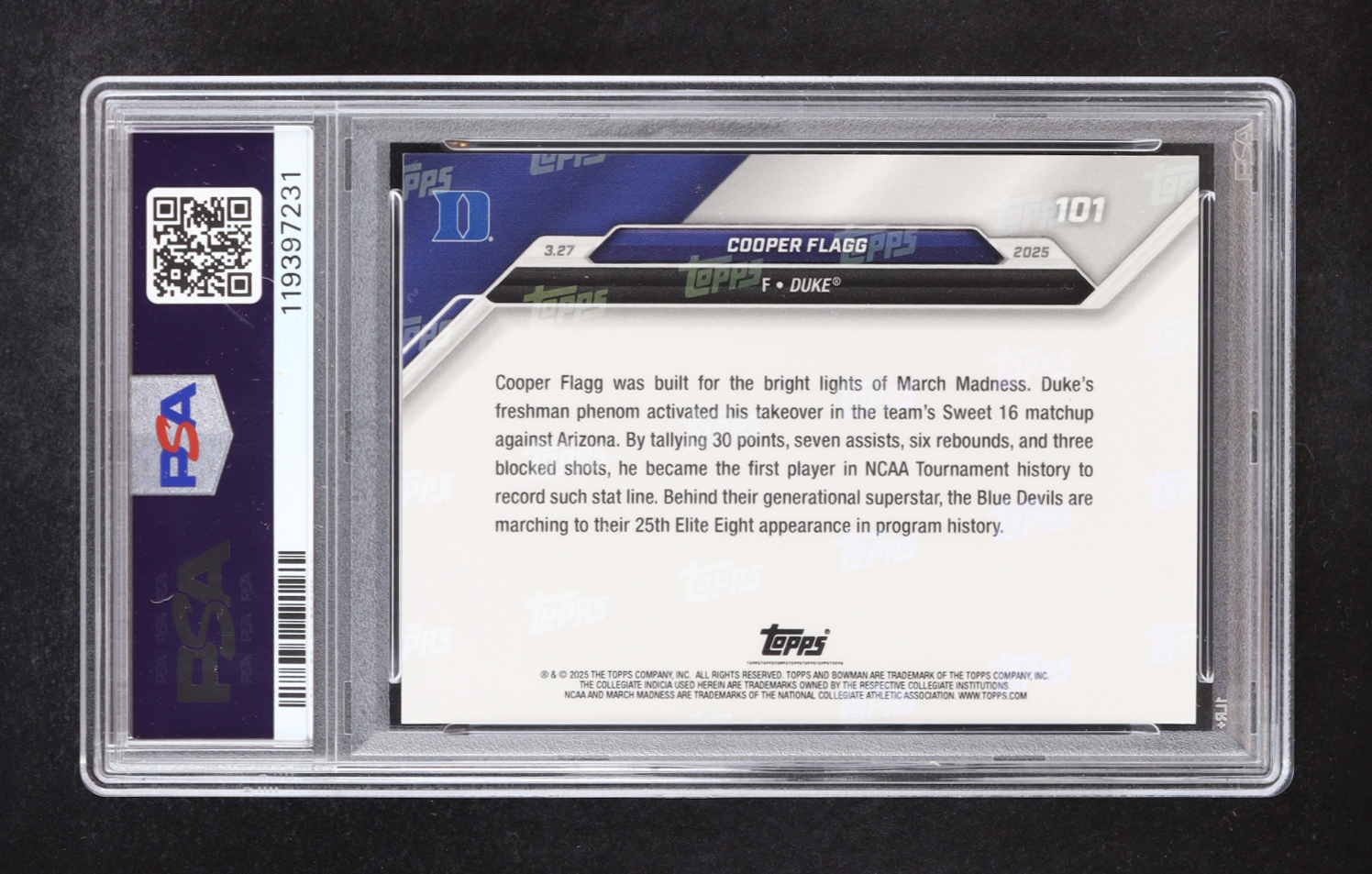 Cooper Flagg 2024-25 Bowman University Now #101 RC (PSA 10) at PristineAuction.com Cooper Flagg 2024-25 Bowman University Now #101 RC (PSA 10) at PristineAuction.com