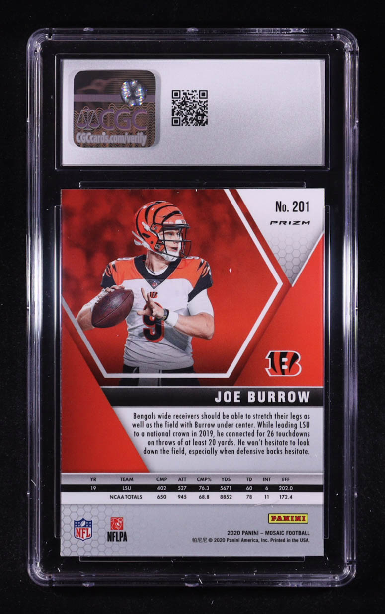 Joe Burrow 2020 Panini Mosaic Silver #201 RC (CGC 10) at PristineAuction.com Joe Burrow 2020 Panini Mosaic Silver #201 RC (CGC 10) at PristineAuction.com