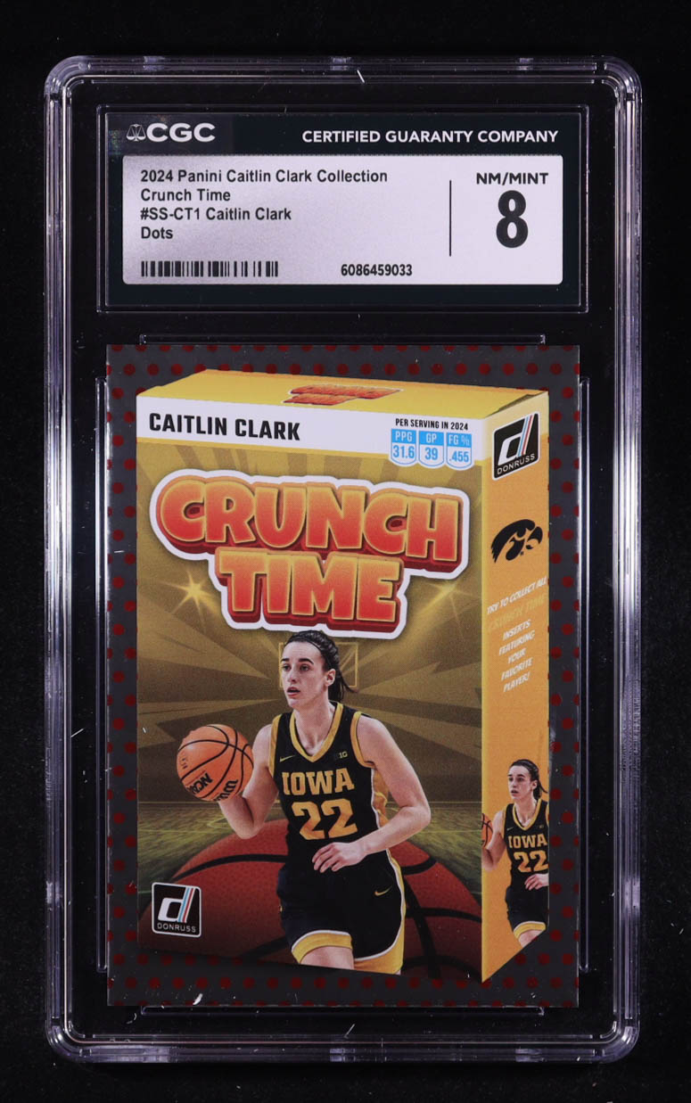 Caitlin Clark 2024 Panini Caitlin Clark Collection Donruss Crunch Time Dot #CT1 RC (CGC 8) at PristineAuction.com Caitlin Clark 2024 Panini Caitlin Clark Collection Donruss Crunch Time Dot #CT1 RC (CGC 8) at PristineAuction.com