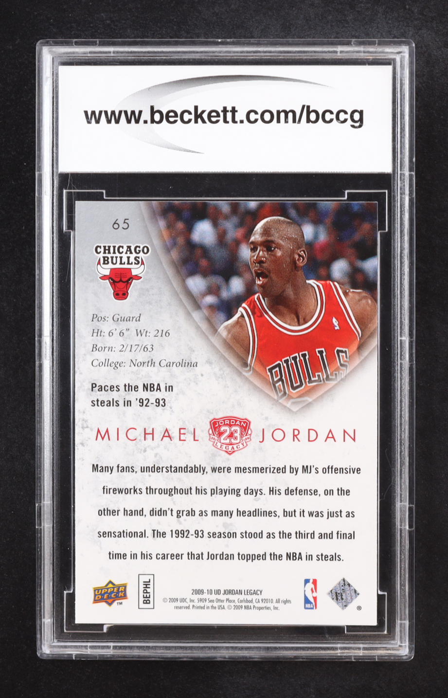 Michael Jordan 2009-10 Upper Deck Michael Jordan Legacy Collection Gold #65 (BCCG 10) at PristineAuction.com Michael Jordan 2009-10 Upper Deck Michael Jordan Legacy Collection Gold #65 (BCCG 10) at PristineAuction.com