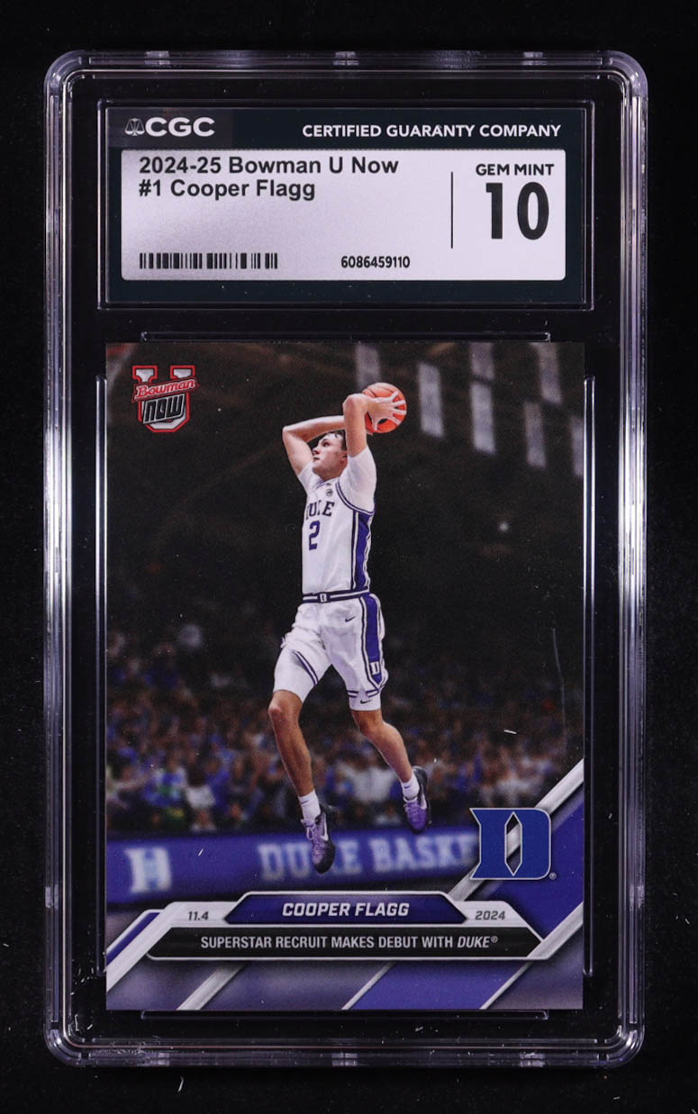 Cooper Flagg 2024-25 Bowman University Now #1 RC (CGC 10) at PristineAuction.com Cooper Flagg 2024-25 Bowman University Now #1 RC (CGC 10) at PristineAuction.com