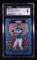 Trevor Lawrence 2021 Panini Prizm Prizms Blue Wave #331 RC #087/199 (CGC 9) at PristineAuction.com