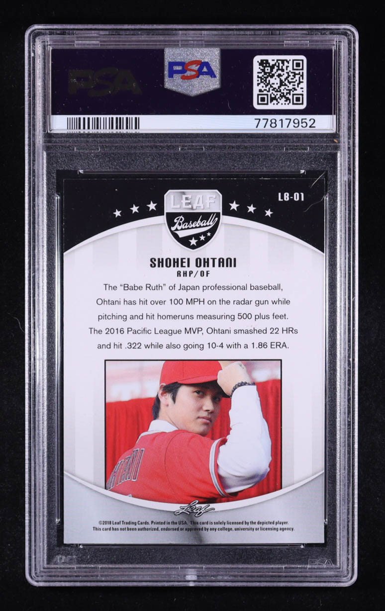 Shohei Ohtani 2018 Leaf Ohtani Baseball #LB01 RC (PSA 8.5) at PristineAuction.com Shohei Ohtani 2018 Leaf Ohtani Baseball #LB01 RC (PSA 8.5) at PristineAuction.com