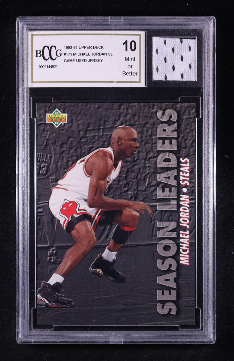 Michael Jordan 1993-94 Upper Deck Game-Used Jersey #171 (BCCG 10) at PristineAuction.com Michael Jordan 1993-94 Upper Deck Game-Used Jersey #171 (BCCG 10) at PristineAuction.com