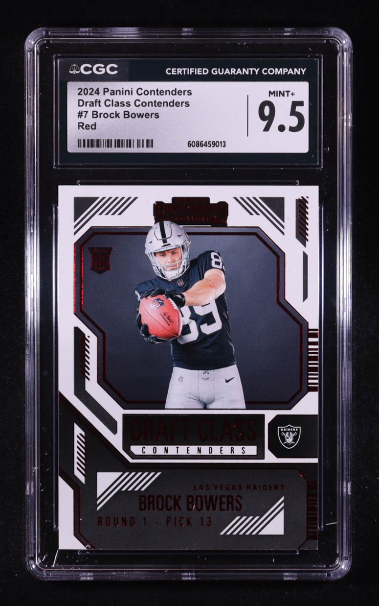 Brock Bowers 2024 Panini Contenders Draft Class Contenders Red #7 RC (CGC 9.5) at PristineAuction.com Brock Bowers 2024 Panini Contenders Draft Class Contenders Red #7 RC (CGC 9.5) at PristineAuction.com