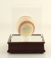 Warren Spahn & Johnny Sain Signed ONL Baseball With Display Case (PSA) at PristineAuction.com