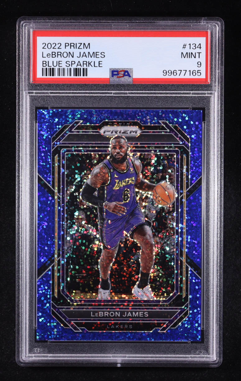 LeBron James 2022-23 Panini Prizm Prizm Blue Sparkle #134 #003/144 (PSA 9) at PristineAuction.com LeBron James 2022-23 Panini Prizm Prizm Blue Sparkle #134 #003/144 (PSA 9) at PristineAuction.com