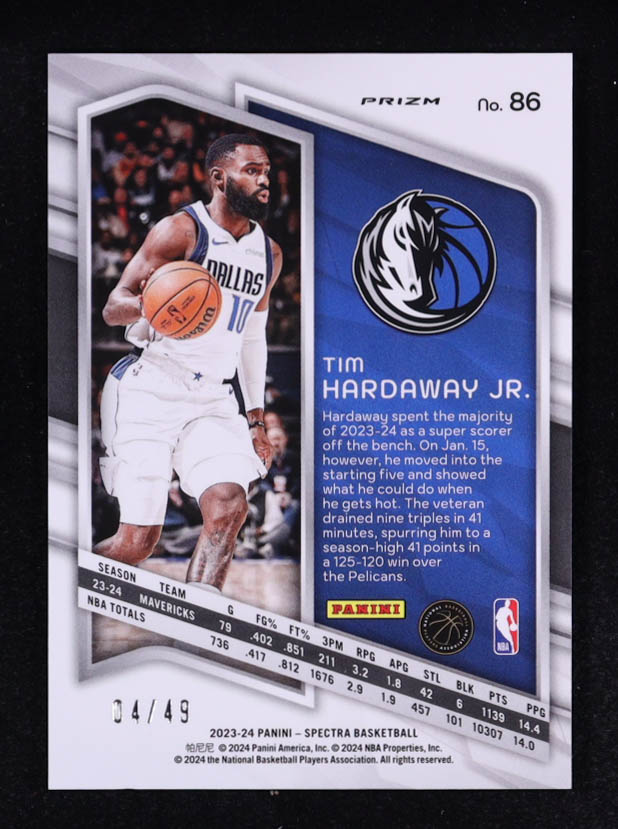 Tim Hardaway Jr. 2023-24 Panini Spectra Astral #86 #04/49 at PristineAuction.com Tim Hardaway Jr. 2023-24 Panini Spectra Astral #86 #04/49 at PristineAuction.com