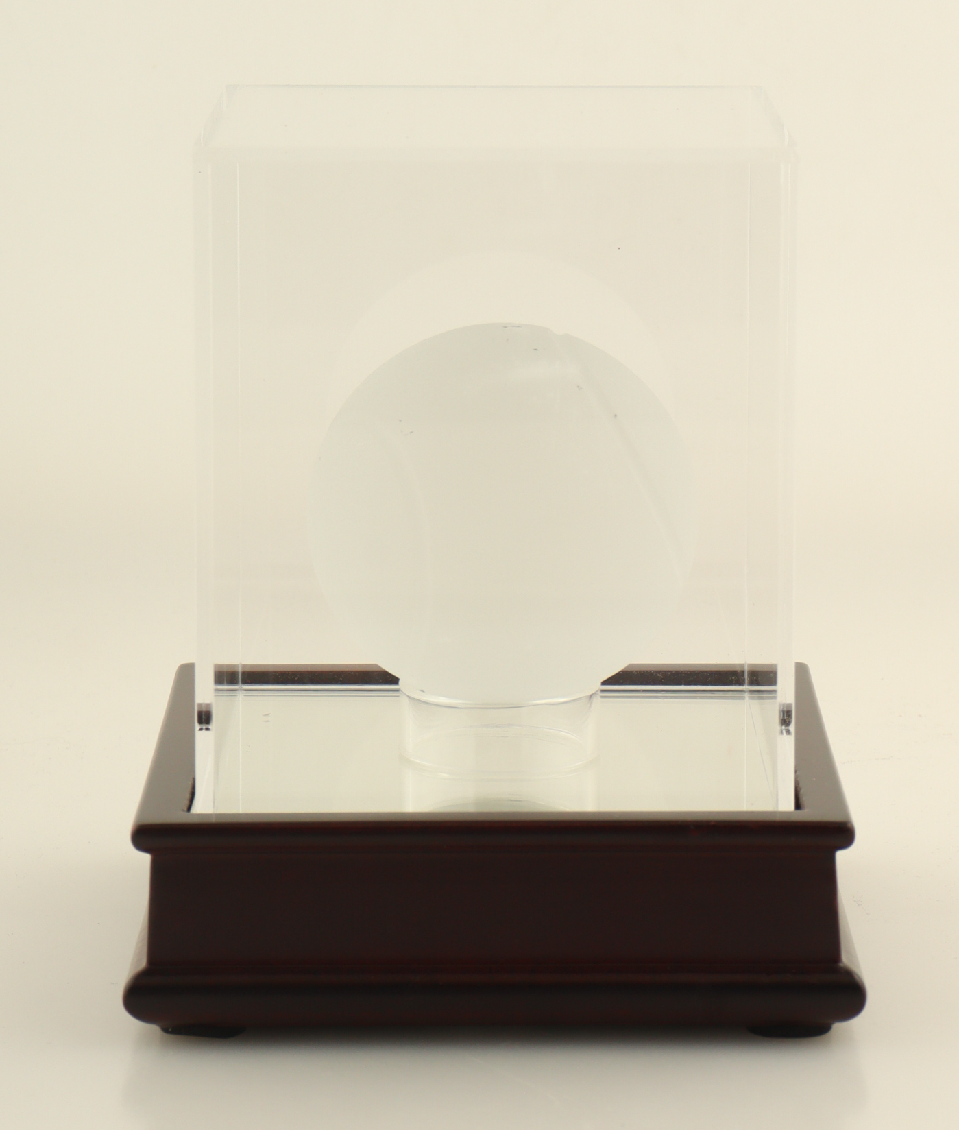 Tiffany & Co. Lead Crystal Tennis Ball With Wood & Acrylic Display Case at PristineAuction.com Tiffany & Co. Lead Crystal Tennis Ball With Wood & Acrylic Display Case at PristineAuction.com