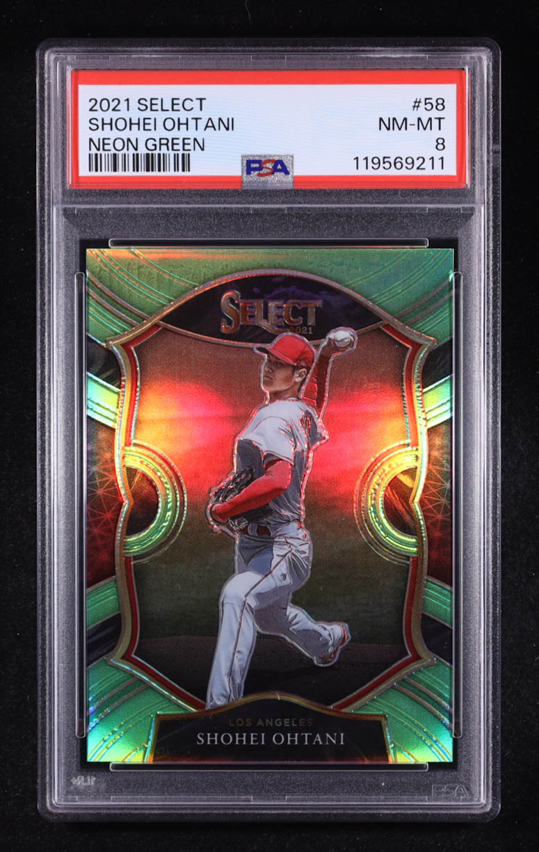 Shohei Ohtani 2021 Select Neon Green #58 #60/99 (PSA 8) at PristineAuction.com Shohei Ohtani 2021 Select Neon Green #58 #60/99 (PSA 8) at PristineAuction.com