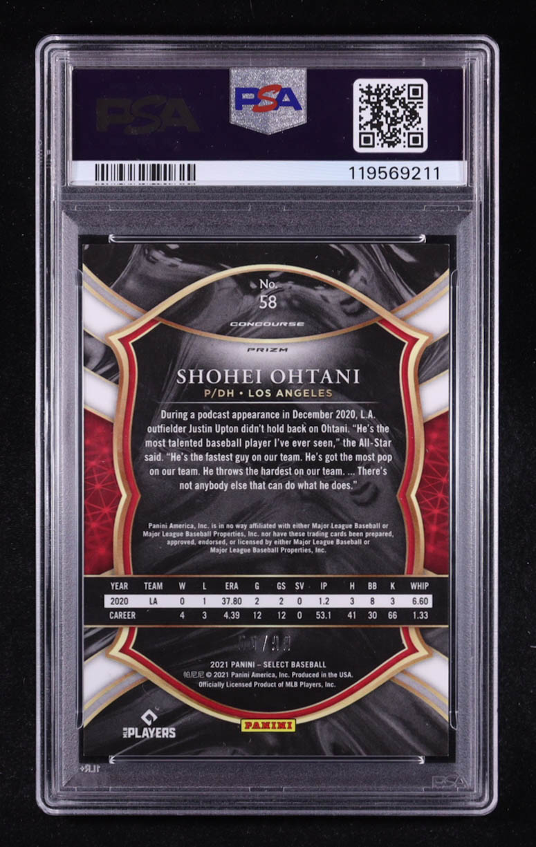 Shohei Ohtani 2021 Select Neon Green #58 #60/99 (PSA 8) at PristineAuction.com Shohei Ohtani 2021 Select Neon Green #58 #60/99 (PSA 8) at PristineAuction.com