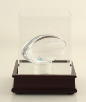 Tiffany & Co. Lead Crystal Football With Wood & Acrylic Display Case at PristineAuction.com