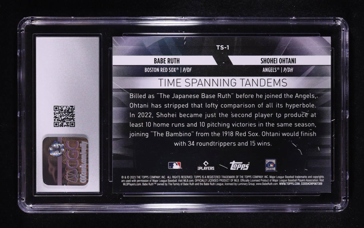 Shohei Ohtani / Babe Ruth 2023 Topps Update Time-Spanning Tandems #TS1 (CGC 9) at PristineAuction.com Shohei Ohtani / Babe Ruth 2023 Topps Update Time-Spanning Tandems #TS1 (CGC 9) at PristineAuction.com