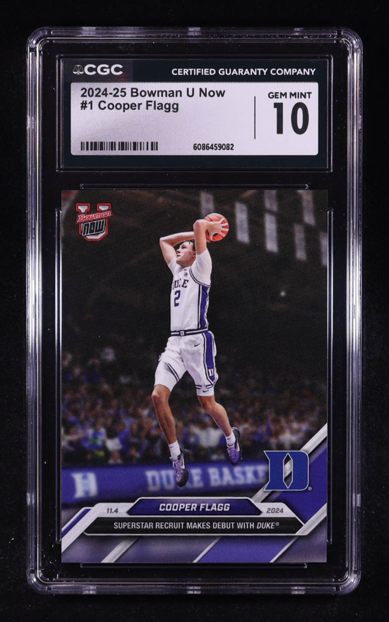 Cooper Flagg 2024-25 Bowman University Now #1 RC (CGC 10) at PristineAuction.com Cooper Flagg 2024-25 Bowman University Now #1 RC (CGC 10) at PristineAuction.com