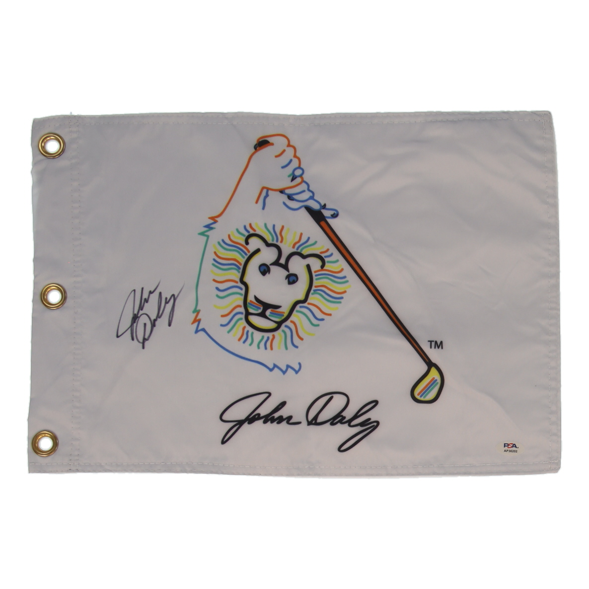 John Daly Signed Daly Logo Pin Flag (PSA) at PristineAuction.com John Daly Signed Daly Logo Pin Flag (PSA) at PristineAuction.com