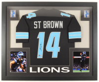 Amon-Ra St. Brown Signed Custom Framed Jersey Display (PIA) at PristineAuction.com
