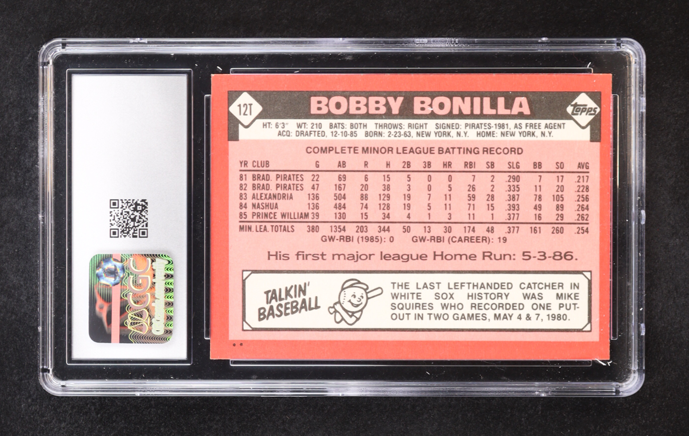 Bobby Bonilla 1986 Topps Traded #12T XRC (CGC 8.5) at PristineAuction.com Bobby Bonilla 1986 Topps Traded #12T XRC (CGC 8.5) at PristineAuction.com