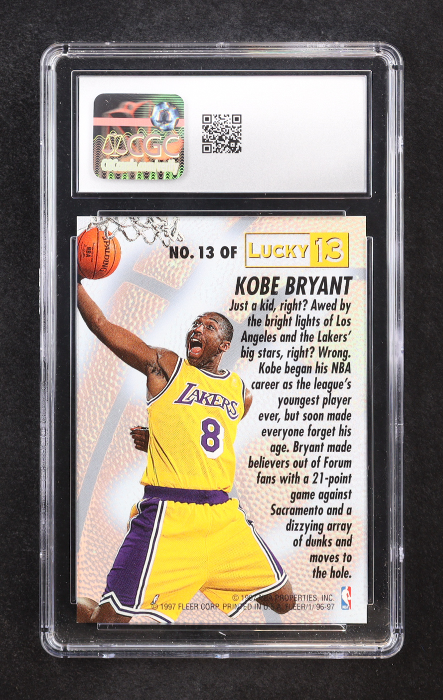 Kobe Bryant 1996-97 Fleer Lucky 13 #13 RC (CGC 9) at PristineAuction.com Kobe Bryant 1996-97 Fleer Lucky 13 #13 RC (CGC 9) at PristineAuction.com