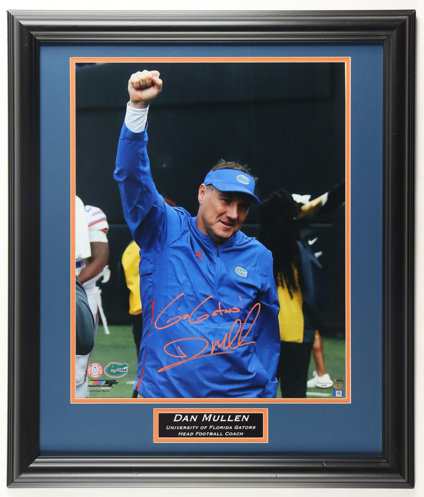 Dan Mullen Signed Florida Gators Custom Framed Photo Display Inscribed "Go Gators!" (Sports Collectible) at PristineAuction.com Dan Mullen Signed Florida Gators Custom Framed Photo Display Inscribed "Go Gators!" (Sports Collectible) at PristineAuction.com