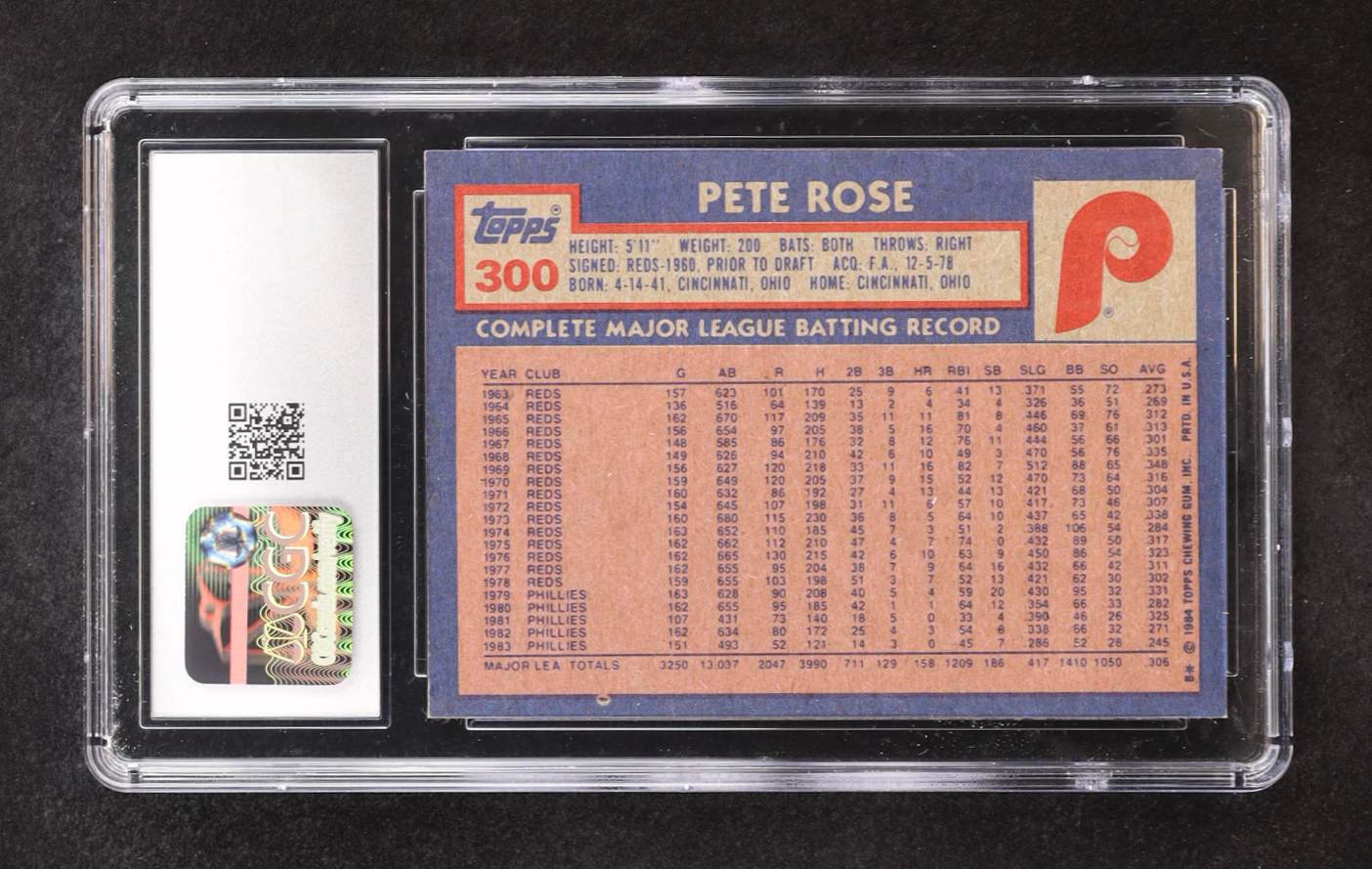 Pete Rose 1984 Topps #300 (CGC 8.5) at PristineAuction.com Pete Rose 1984 Topps #300 (CGC 8.5) at PristineAuction.com