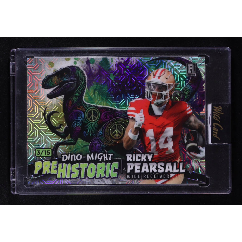 Rickey Pearsall 2024 Wild Card Alumination Dino-Might Prehistoric Raptor #PHRAP1-RP RC #3/15 at PristineAuction.com