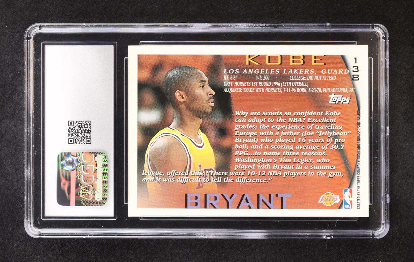 Kobe Bryant 1996-97 Topps #138 RC (CGC 8.5) at PristineAuction.com Kobe Bryant 1996-97 Topps #138 RC (CGC 8.5) at PristineAuction.com