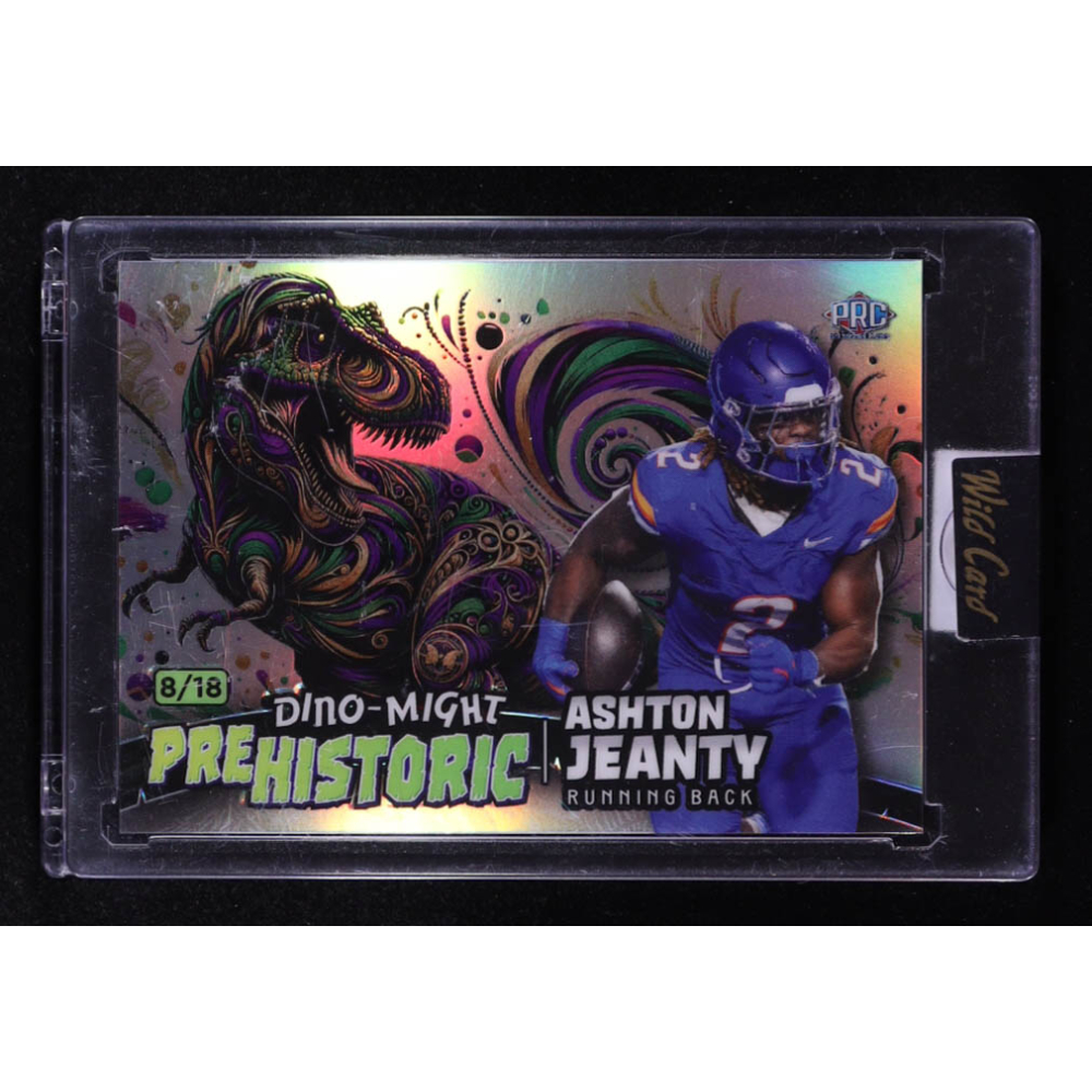 Ashton Jeanty 2024 Wild Card Alumination Dino-Might Prehistoric T-Rex #PHTRX2-AJ RC #8/18 at PristineAuction.com