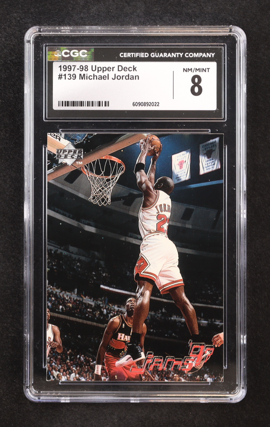 Michael Jordan 1997-98 Upper Deck #139 JAM (CGC 8) at PristineAuction.com Michael Jordan 1997-98 Upper Deck #139 JAM (CGC 8) at PristineAuction.com