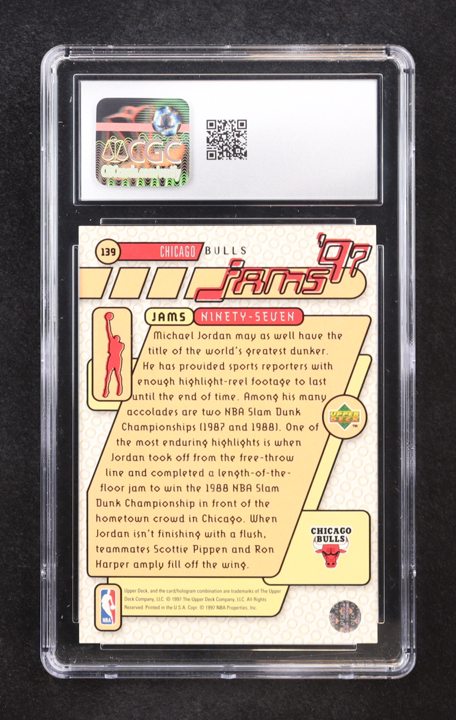 Michael Jordan 1997-98 Upper Deck #139 JAM (CGC 8) at PristineAuction.com Michael Jordan 1997-98 Upper Deck #139 JAM (CGC 8) at PristineAuction.com