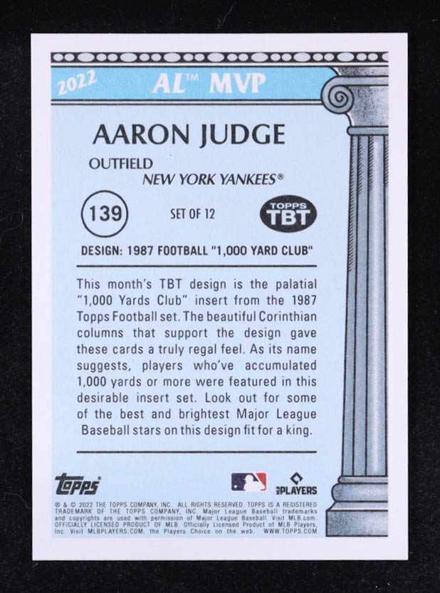 Aaron Judge 2022 Topps Throwback Thursday #139 '87 Topps FB at PristineAuction.com Aaron Judge 2022 Topps Throwback Thursday #139 '87 Topps FB at PristineAuction.com