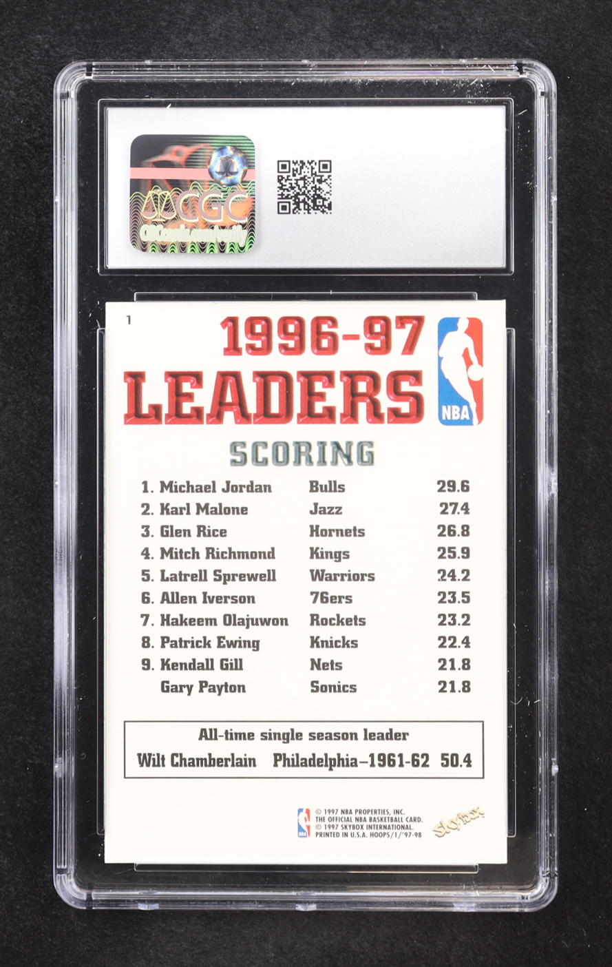 Michael Jordan 1997-98 Hoops #1 LL (CGC 8.5) at PristineAuction.com Michael Jordan 1997-98 Hoops #1 LL (CGC 8.5) at PristineAuction.com
