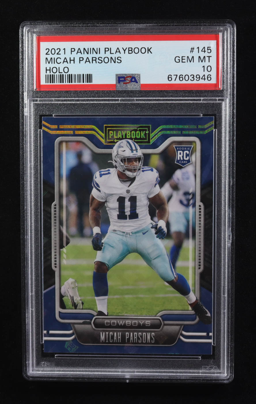 Micah Parsons 2021 Panini Playbook Holo #145 RC (PSA 10) at PristineAuction.com Micah Parsons 2021 Panini Playbook Holo #145 RC (PSA 10) at PristineAuction.com