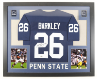 Saquon Barkley Signed Custom Framed Jersey Display (Beckett) at PristineAuction.com