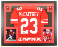 Christian McCaffrey Signed Custom Framed Jersey Display (PIA) at PristineAuction.com