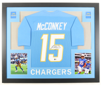 Ladd McConkey Signed Custom Framed Jersey Display (Beckett) at PristineAuction.com