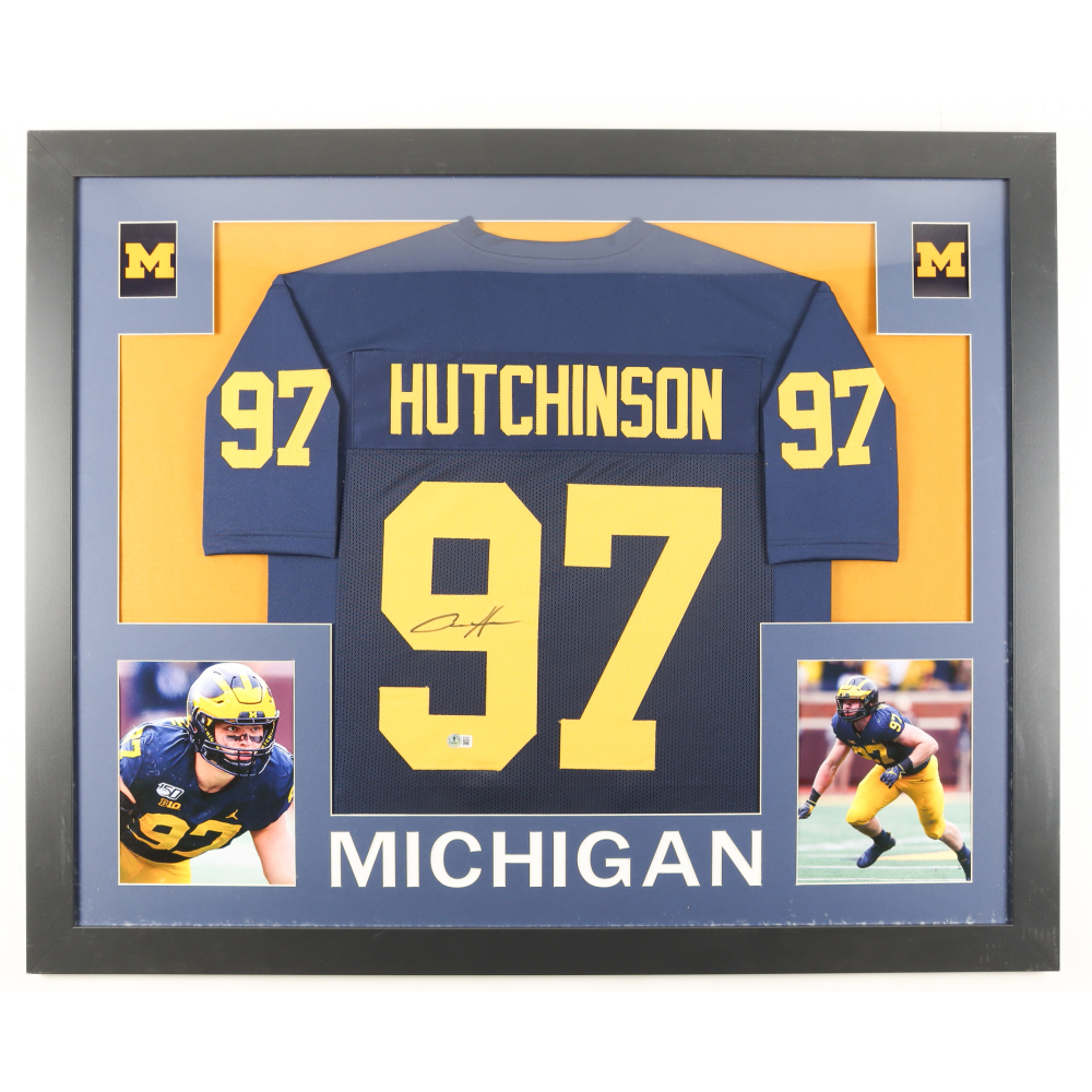 Aidan Hutchinson Signed Custom Framed Jersey Display (Beckett) at PristineAuction.com