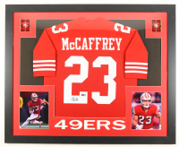 Christian McCaffrey Signed Custom Framed Jersey Display (PIA) at PristineAuction.com