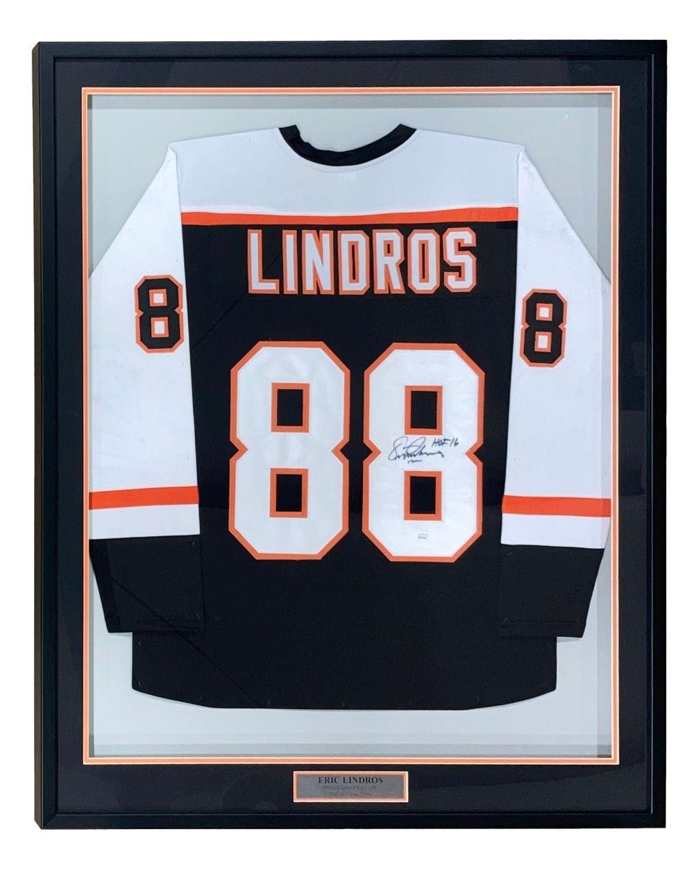 Eric Lindros Signed Custom Framed Jersey Inscribed "HOF 16" (JSA) at PristineAuction.com Eric Lindros Signed Custom Framed Jersey Inscribed "HOF 16" (JSA) at PristineAuction.com