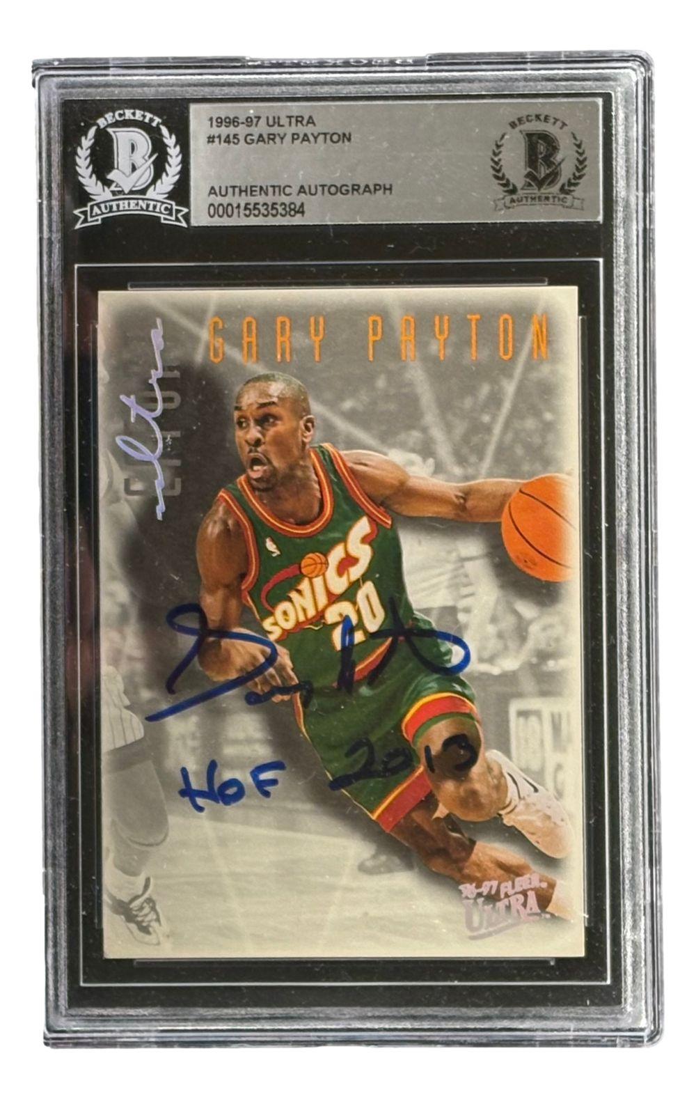 Gary Payton Signed 1996-97 Ultra #145 Inscribed "HOF 2013" (BGS) at PristineAuction.com Gary Payton Signed 1996-97 Ultra #145 Inscribed "HOF 2013" (BGS) at PristineAuction.com