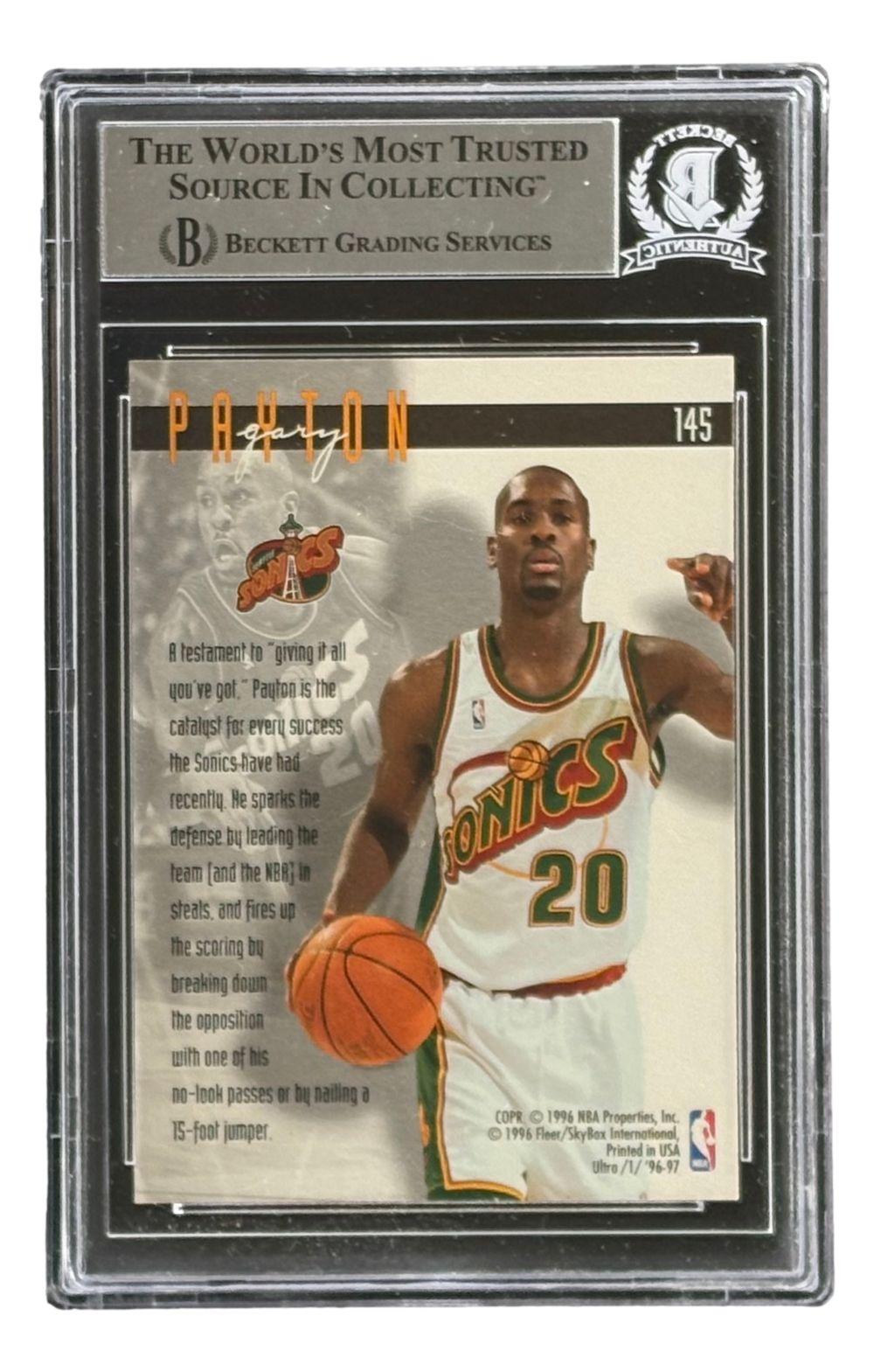 Gary Payton Signed 1996-97 Ultra #145 Inscribed "HOF 2013" (BGS) at PristineAuction.com Gary Payton Signed 1996-97 Ultra #145 Inscribed "HOF 2013" (BGS) at PristineAuction.com